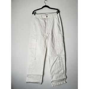 Superdown Gisele Cargo Pants In White High Rise Pockets Size Small NWT